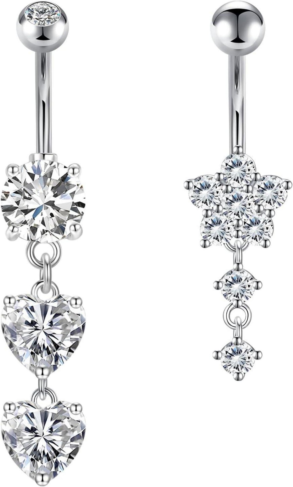 Bauchnabelpiercing Set 14G Chirurgenstahl Silber Gold Zirkonia