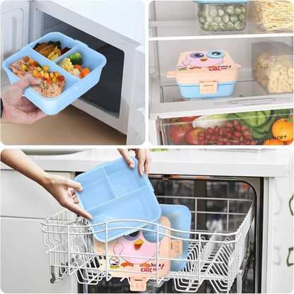 Brotdose Kinder mit Fächern Auslaufsicher Lunchbox Jausenbox Bento Box Snackbox Schule Kindergarten Ausflüge