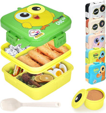 Brotdose mit Fächern und Besteck für Kinder, auslaufsicher, BPA-frei