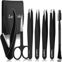 Pinzette Set 7-teilig mit Etui & Spiegel - Präzisionspinzetten für