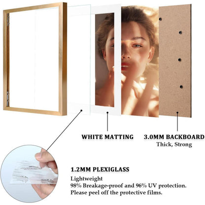 Egofine A4 Aluminum Picture Frame Display with Mats for
