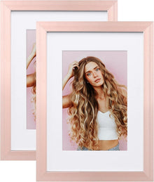 Aluminum Picture Frame Set with Mats and Plexiglass - 2 Pack