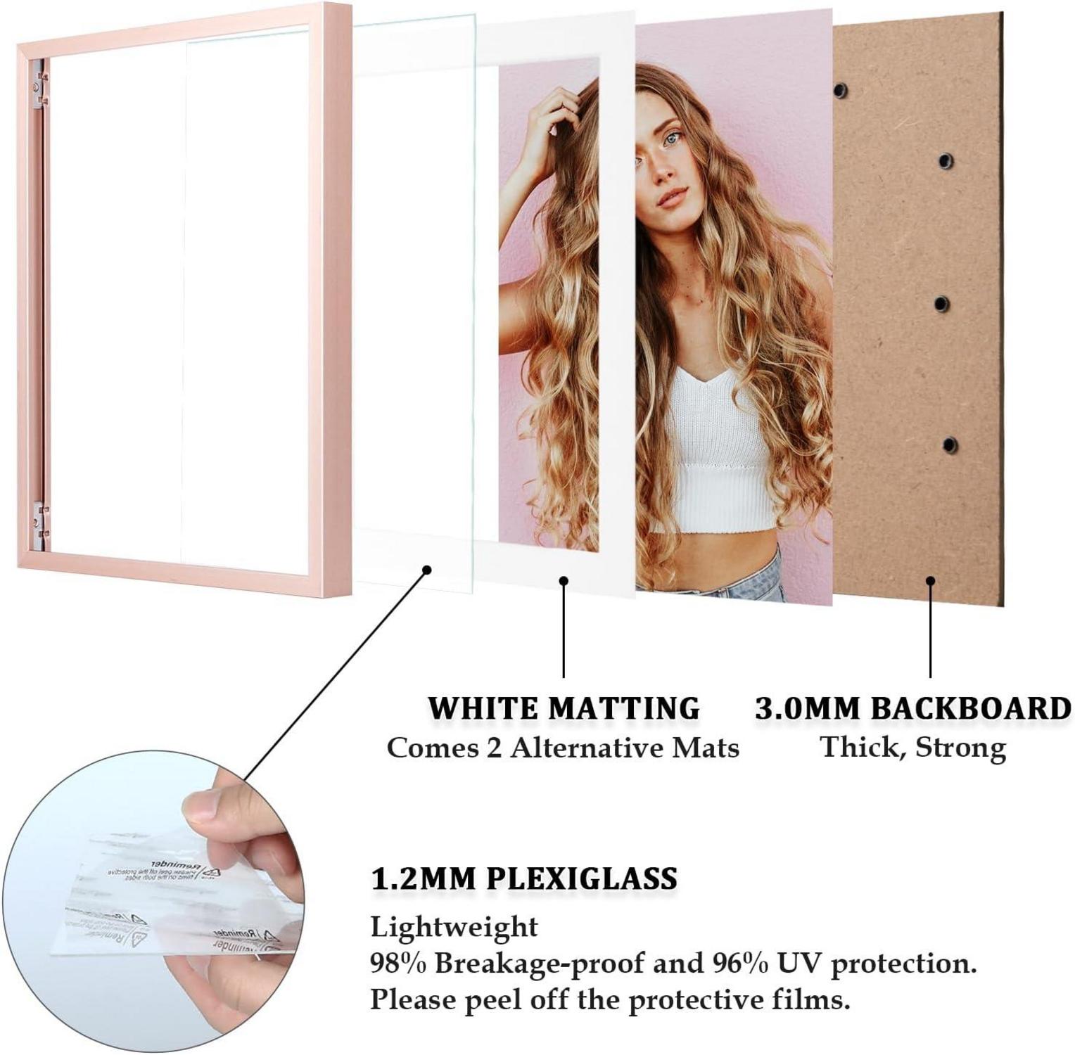 Aluminium Bilderrahmen 20x25 cm Rose Gold 2er Pack Plexiglas