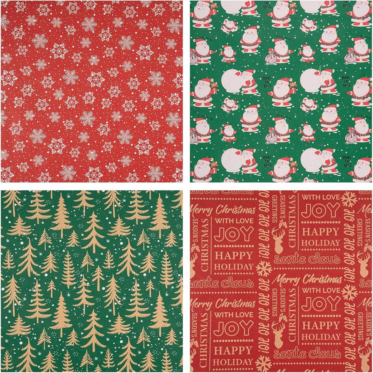 Weihnachts-Geschenkpapier Kraftpapier 76cm 3m Weihnachtsmann Schneeflocke Baum