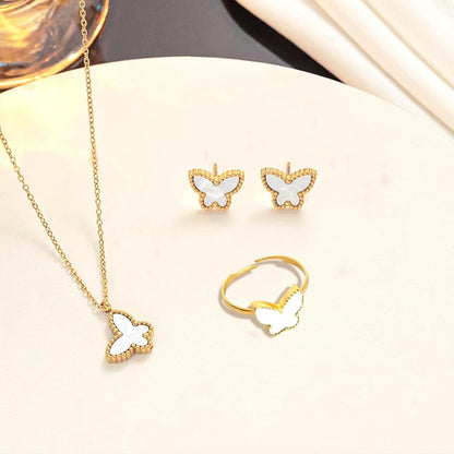 LOCCY Schmetterling Schmuck Set Anhänger Ringe Ohrringe