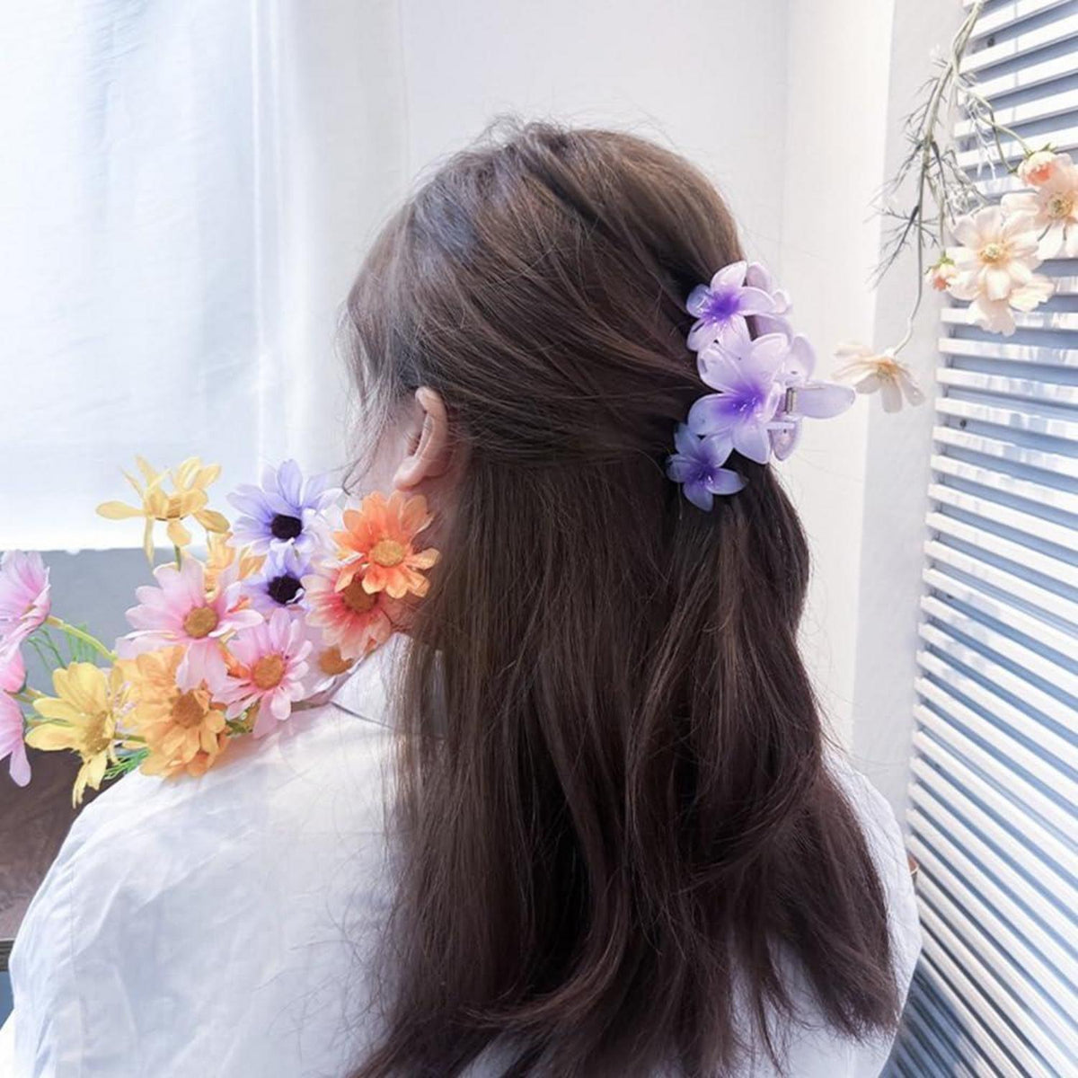 Blumen Acryl Haarklammern 4er Set für Damen, Große Haarspangen