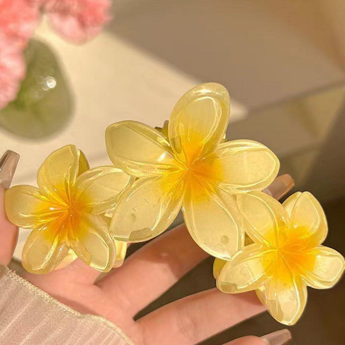 Blumen Haarklammer 4 Stück Acryl Große Haarspangen Damen Dünnes Haar