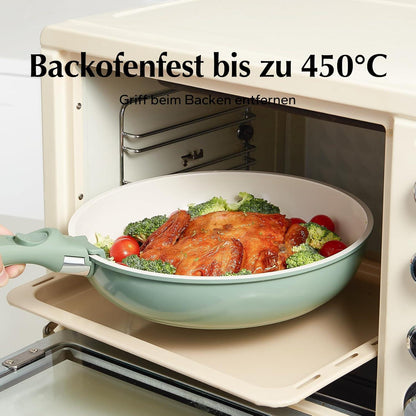 Redchef 5tlg. Keramik Pfannen Topfset abnehmbarer Griff, grün