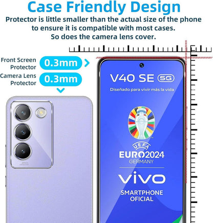 Panzerglas Displayschutz für VIVO V40 SE, 9H Härte, 2x Schutzfolie & 2x Kameraschutz, 0.33mm, Transparent