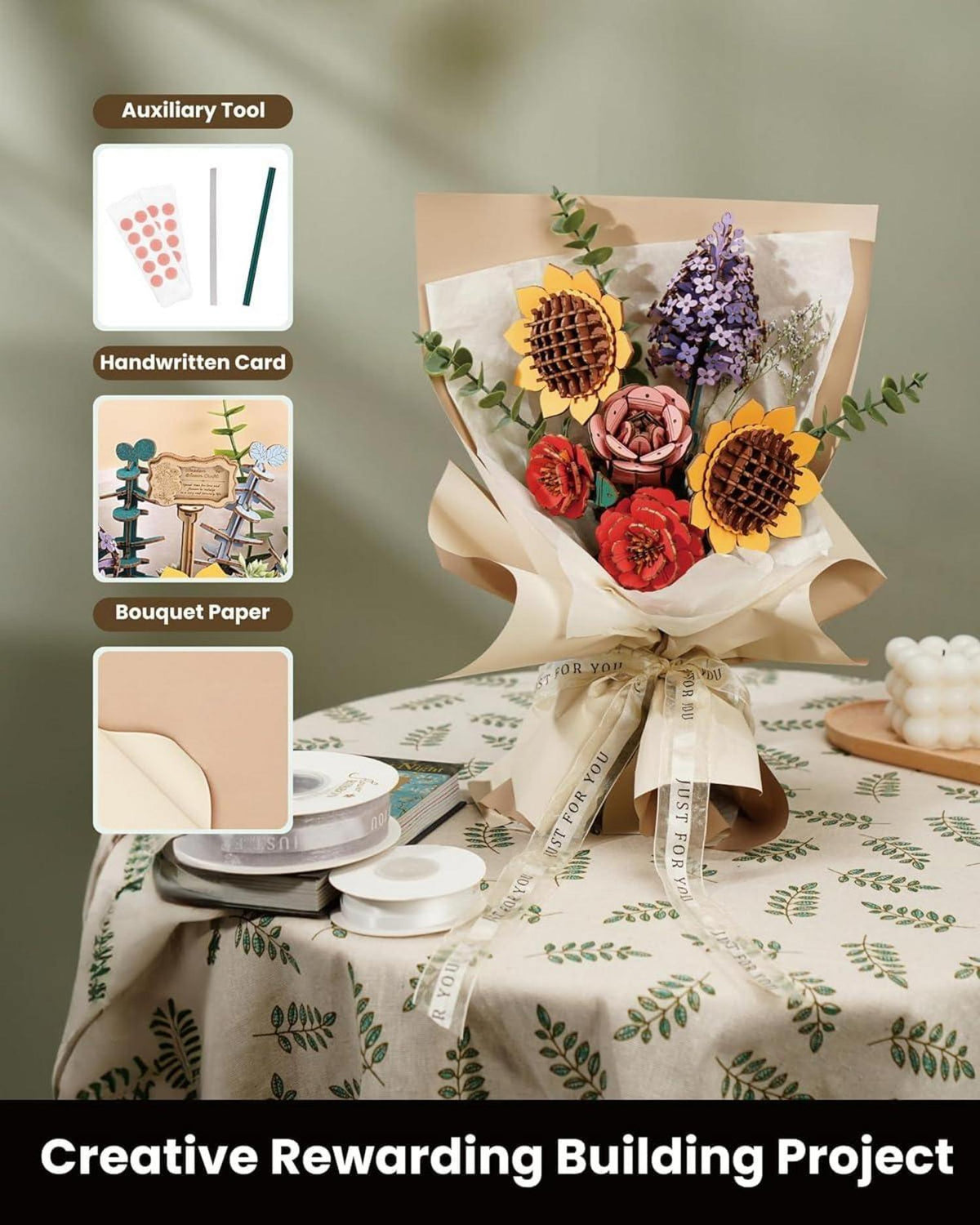 Rolife 3D Puzzle Holz Blumenstrauß handgefertigt für