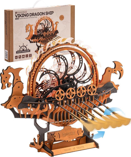 ROKR 3D Puzzle Holz Modellboot Drachenboot LED Viking Schiff 229 Teile