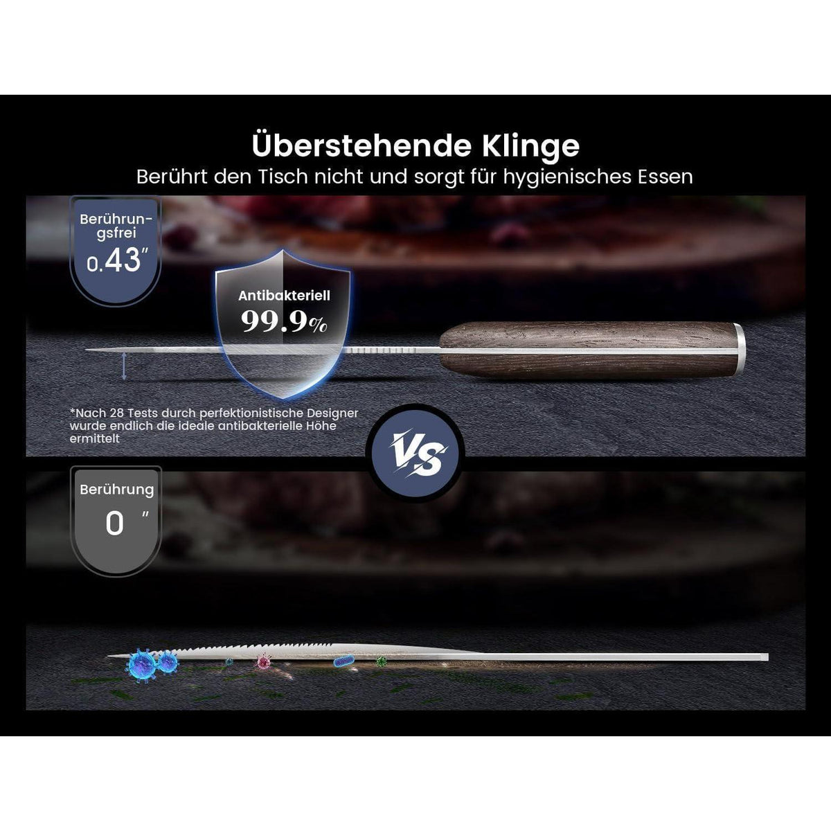 8-tlg. Steakmesser-Set | Japanischer Stil, Karbonstahl, Damast-Optik