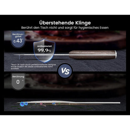 8-tlg. Steakmesser-Set | Japanischer Stil, Karbonstahl, Damast-Optik