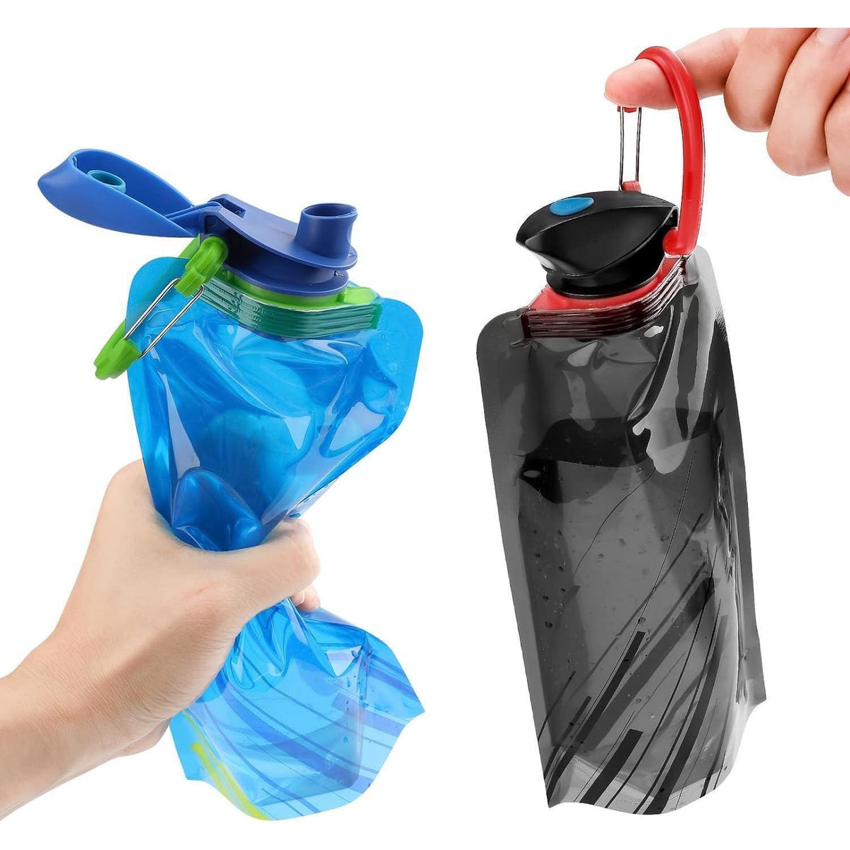 Faltbare Trinkflaschen 2er Set Schwarz für Reisen & Outdoor