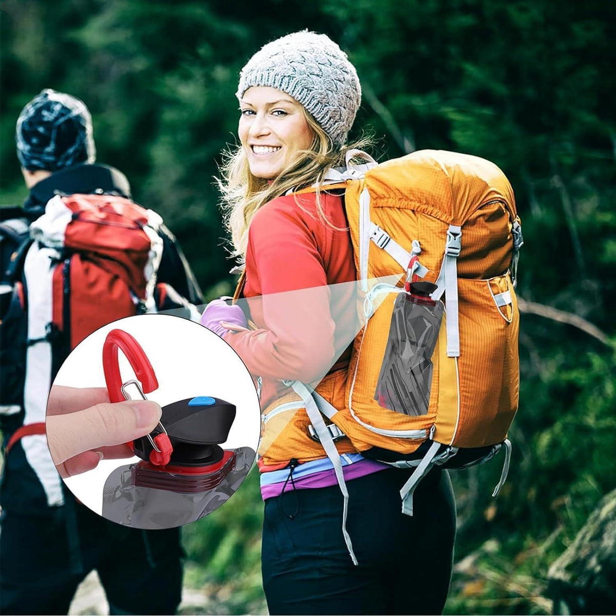 Faltbare Trinkflaschen 2er Set Schwarz für Reisen & Outdoor