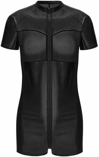Wetlook Leder Bodysuit Herren Stretch Slim Fit Overall Catsuit