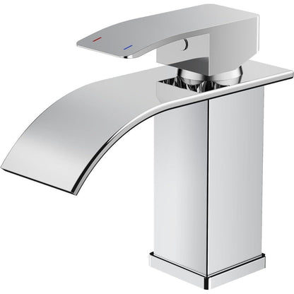 Wasserfall Waschtischarmatur mit Einhandmischer, Chrom, 80mm Auslaufhöhe