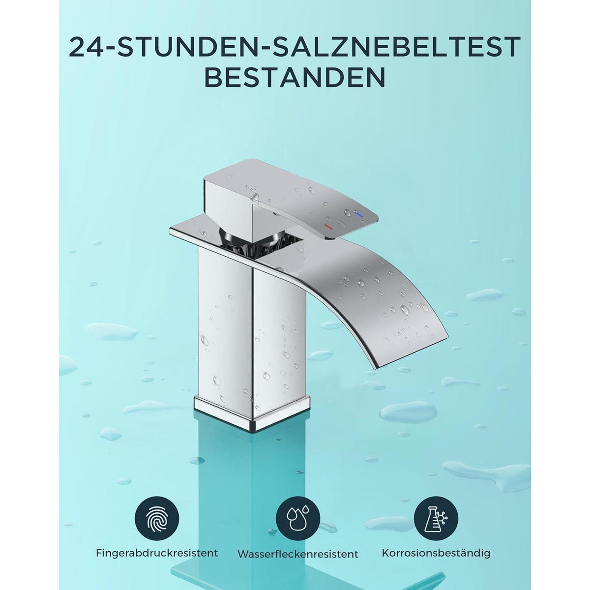 Wasserfall Waschtischarmatur mit Einhandmischer, Chrom, 80mm Auslaufhöhe