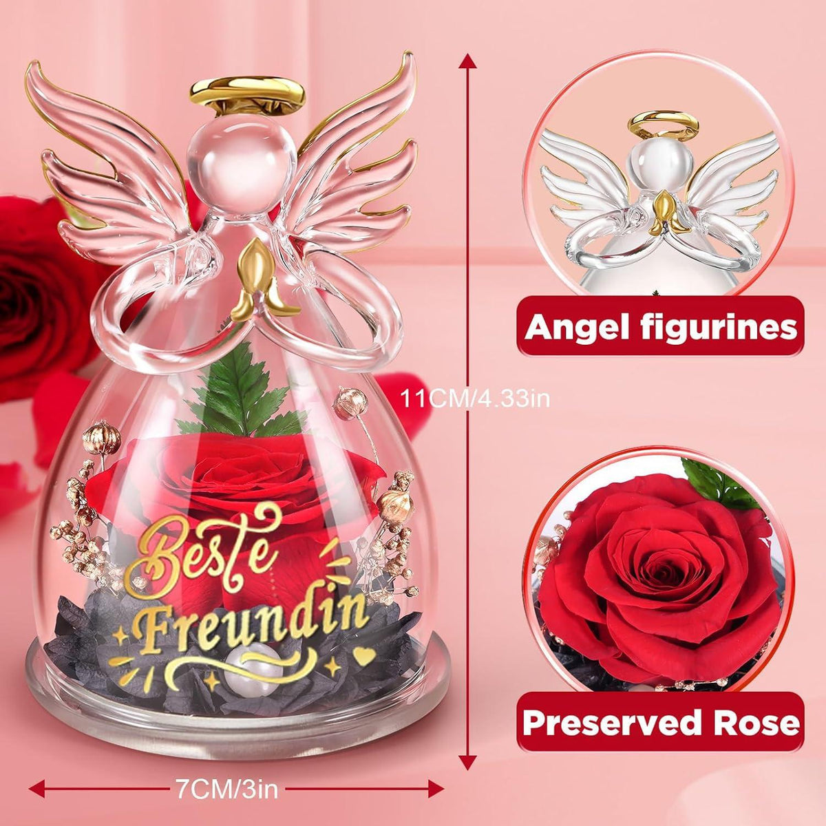 Ewige Rose Engel Figur Geschenk für Frauen, Infinity Rosen