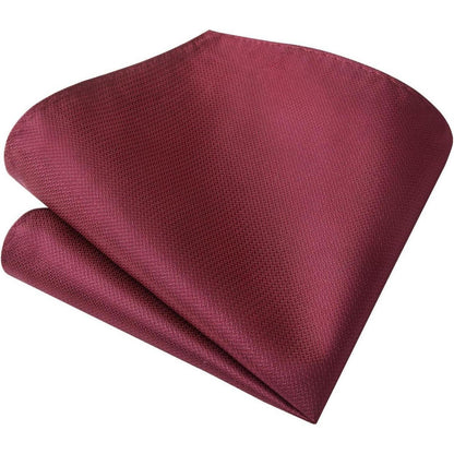 Herren Krawatten Set mit Einstecktuch & Manschettenknöpfen – Seide Paisley Burgund