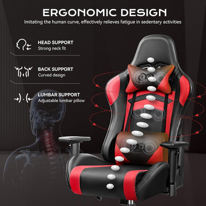 OneGame Gaming Chair Ergonomischer Computerstuhl Racing Style Gamer Stuhl Schwarzrot