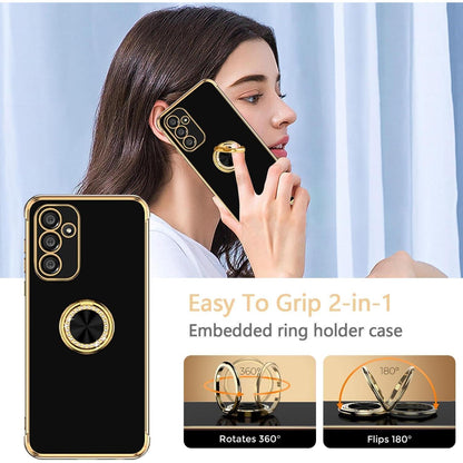 Handyhülle mit Band für Samsung Galaxy A15 4G/5G, Ring Ständer Schwarz