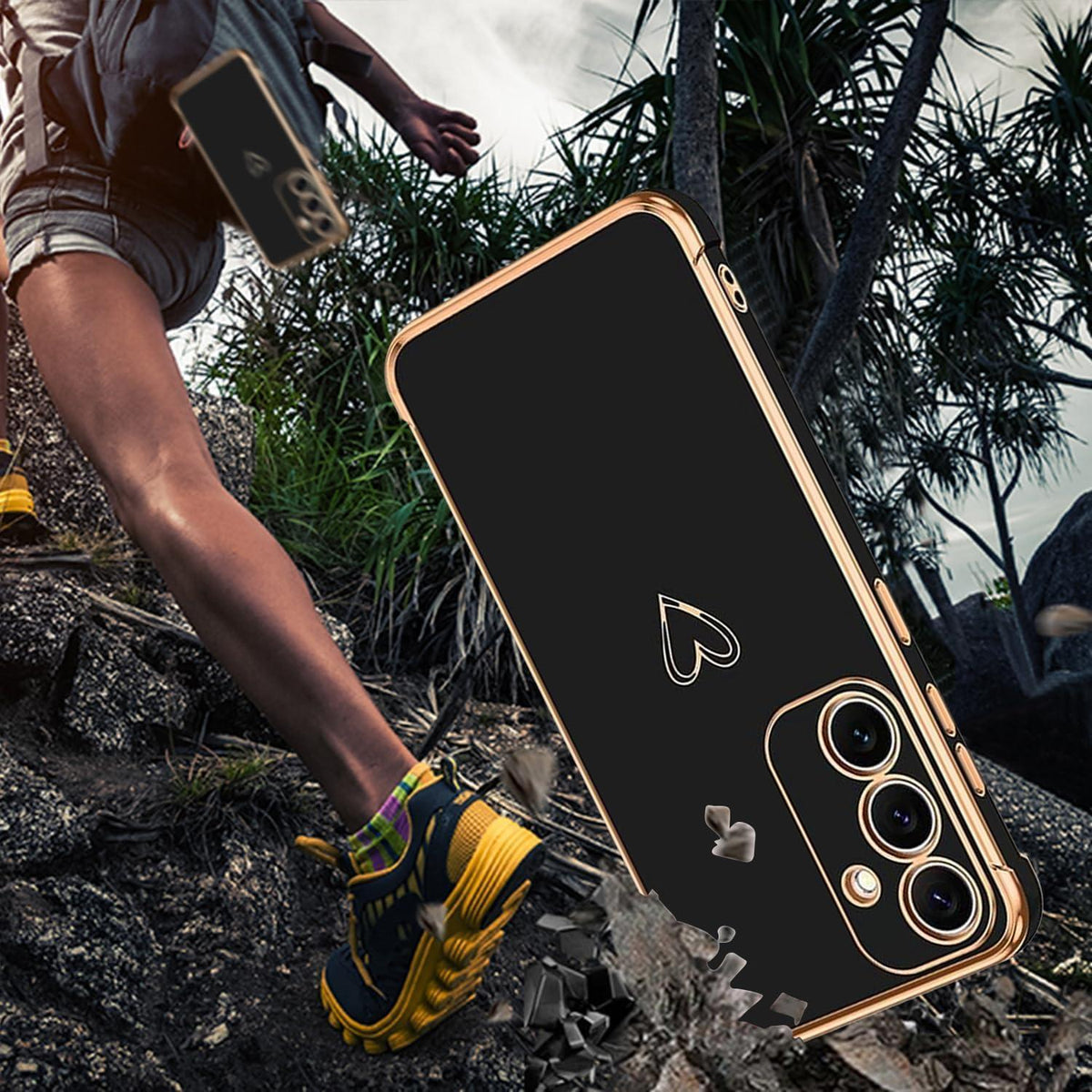 Handyhülle mit Band für Samsung Galaxy A15 4G/5G, Ring Ständer Schwarz