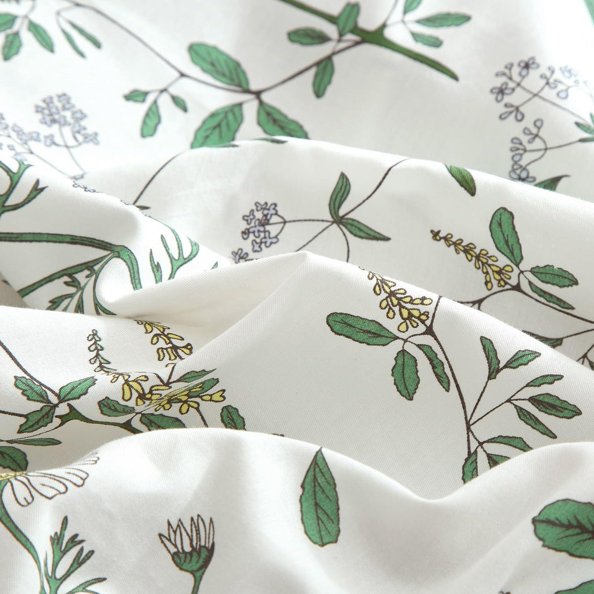 Blumen Bettwäsche Set 220x240 Baumwolle Weiß Grün