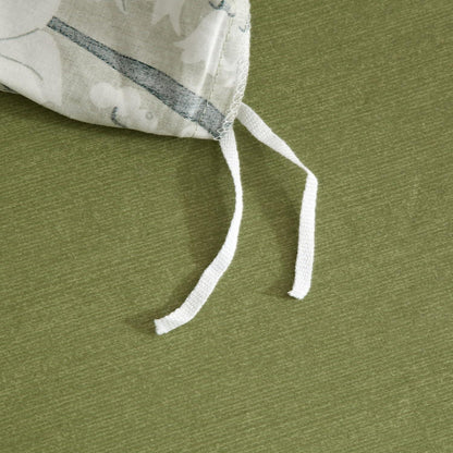 Bettwäsche-Set 135x200 cm, Baumwolle, Grün-Weiß Blumenmuster
