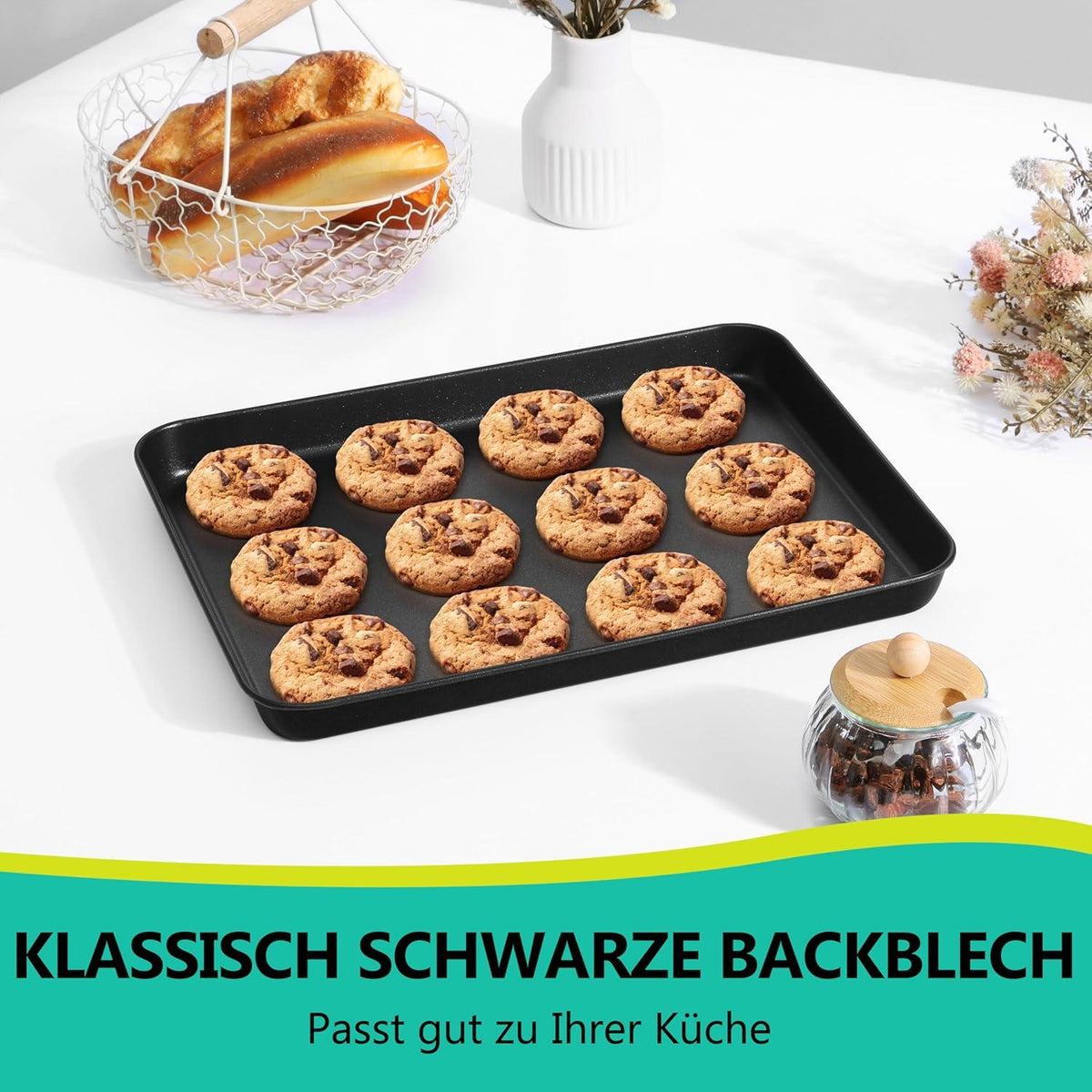 Rechteckiges Backblech Karbonstahl Antihaft 31,5x24,3x2,5cm