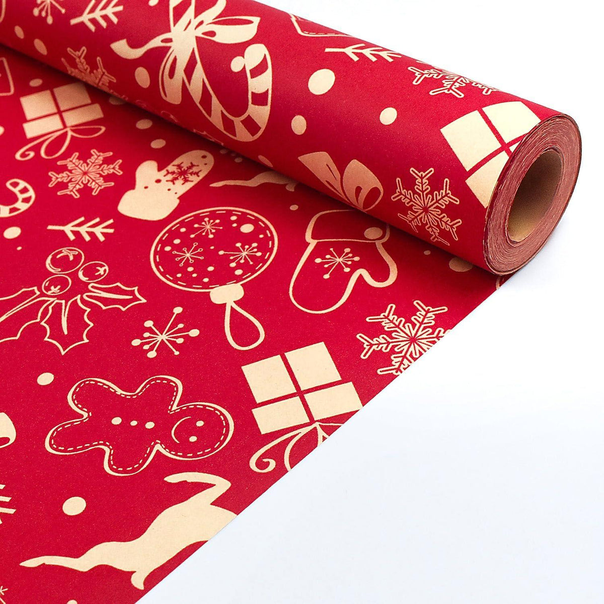 Weihnachtsgeschenkpapierrolle 43 cm x 15 m recycelbar Kraftpapier rot