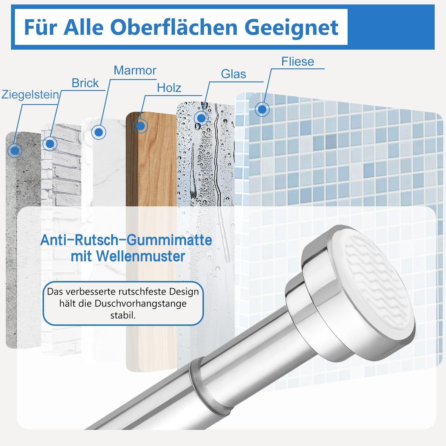 Duschvorhangstange Teleskop Gardinenstange Silber 75-134CM