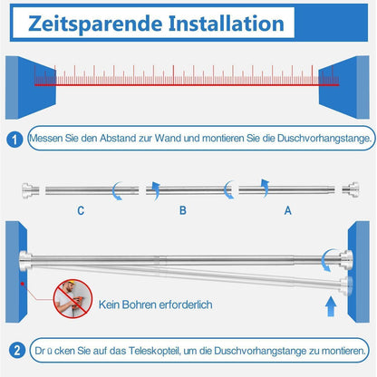 Verstellbare Duschvorhangstange Teleskopstange Weiß 75-134CM