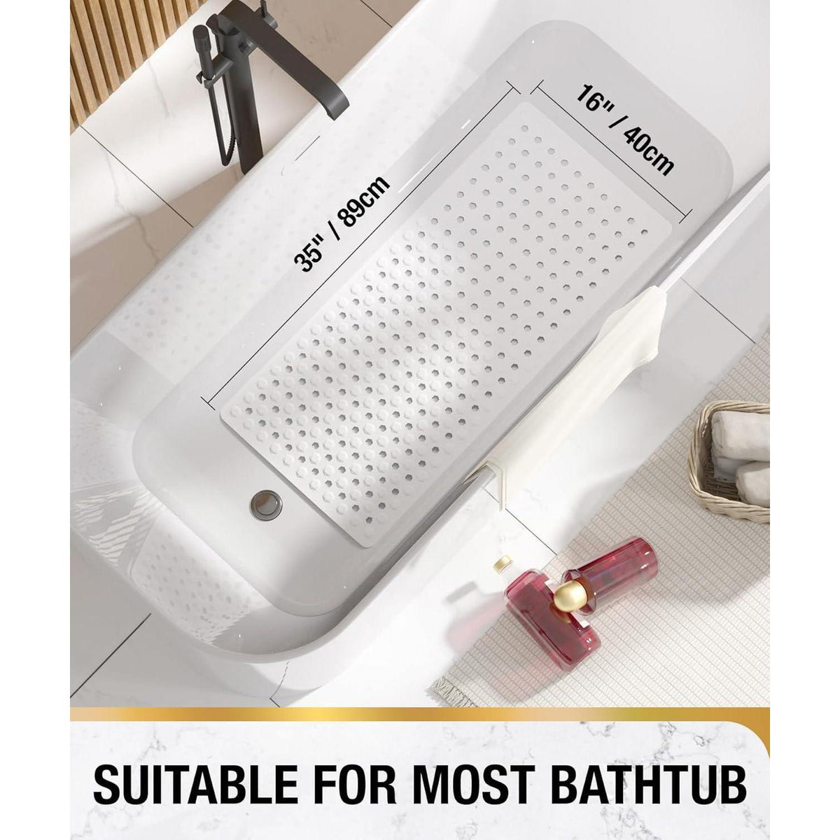 Rutschfeste Badewannenmatte 89x40cm – Schnelltrocknend & Sicher