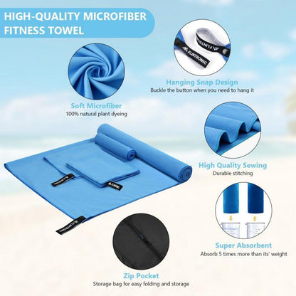 Schnelltrocknende Mikrofaser Handtuch Set - Sport, Strand, Reise