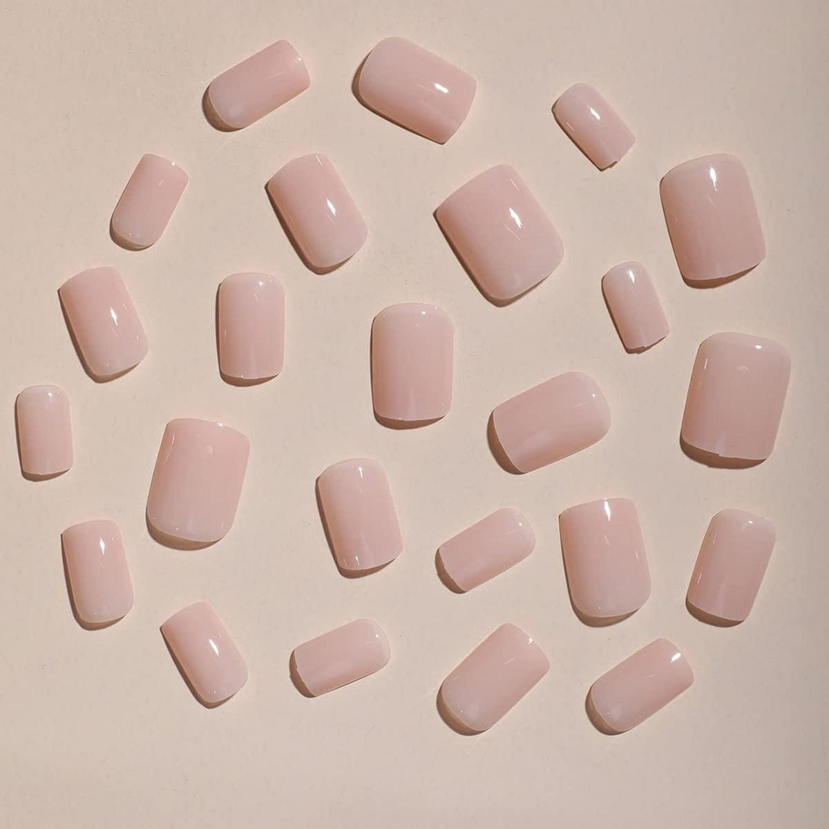JUSTOTRY 24er Pack Pink Nägel Aufkleben Kurz Peach Eckig