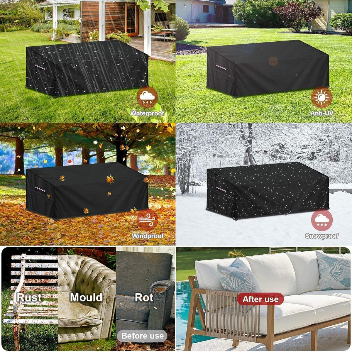 Gartenbank Abdeckung 3-Sitzer – Wasserdicht & Windfest