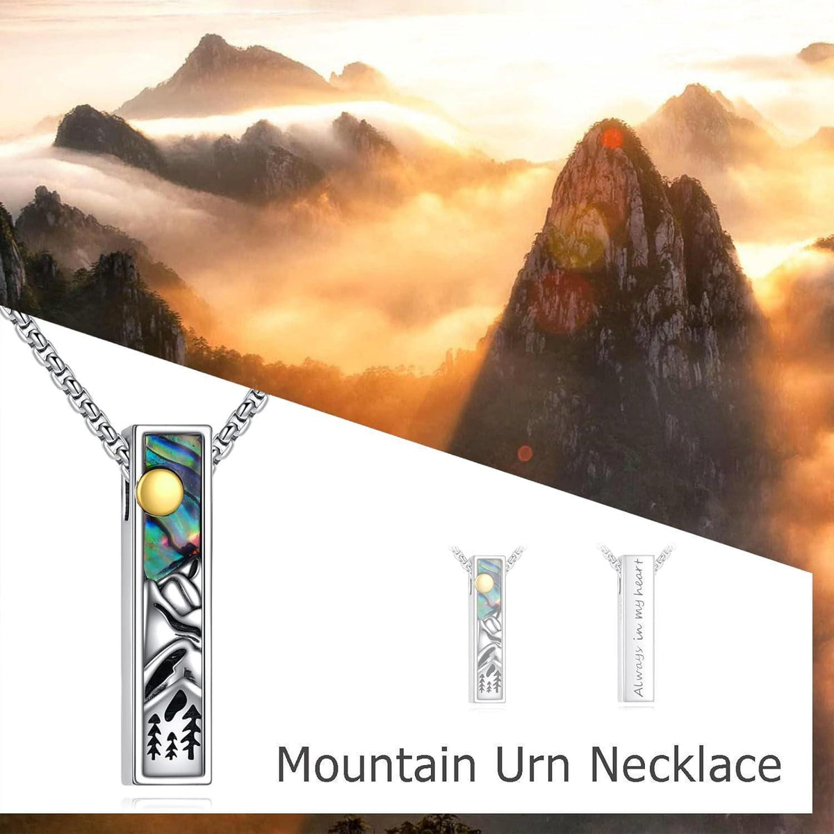 Urnen-Halskette Berg aus Sterling Silber für Asche