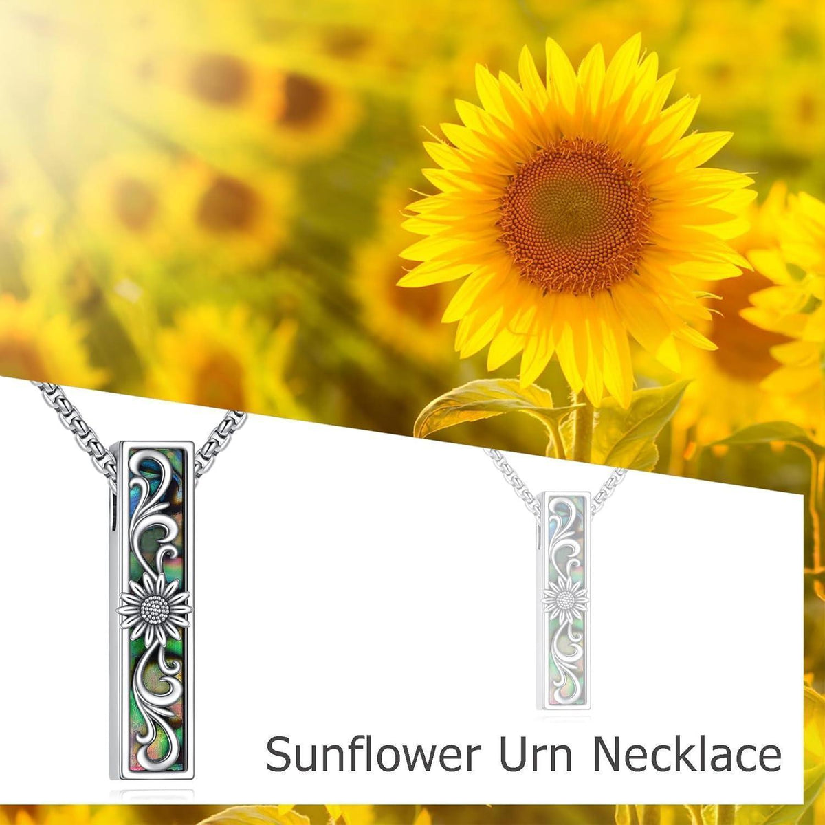 Urnen Halskette Sterling Silber Sonnenblume mit Gravur