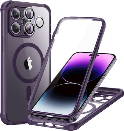 iPhone 14 Pro Max MagSafe Hülle 360 Grad Stoßfest Klar Lila