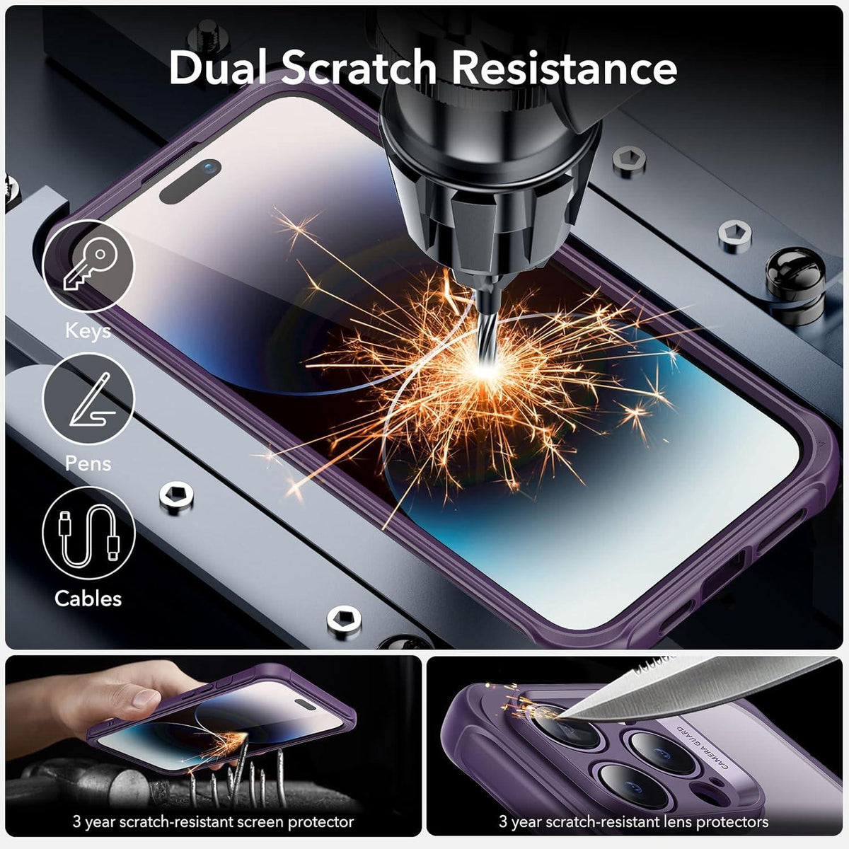 Klare lila ESR iPhone 14 Pro Max Hülle mit MagSafe Schutz