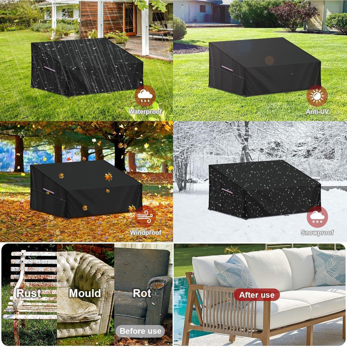 Wasserdichte Palettenmöbel Abdeckung für Gartensofa 138x99x80/40cm