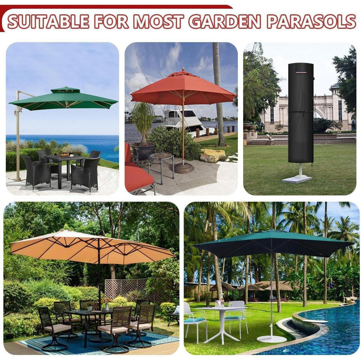 Sonnenschirm Schutzhülle 3m/4m – Wasserdicht & Windfest