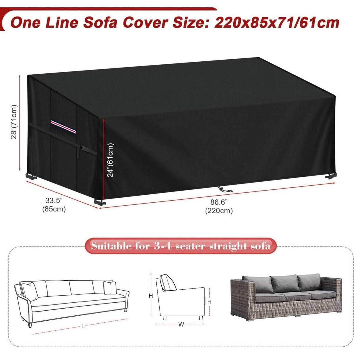 Gartensofa Schutzhülle 3-4 Sitzer, Wasserdicht & Windfest
