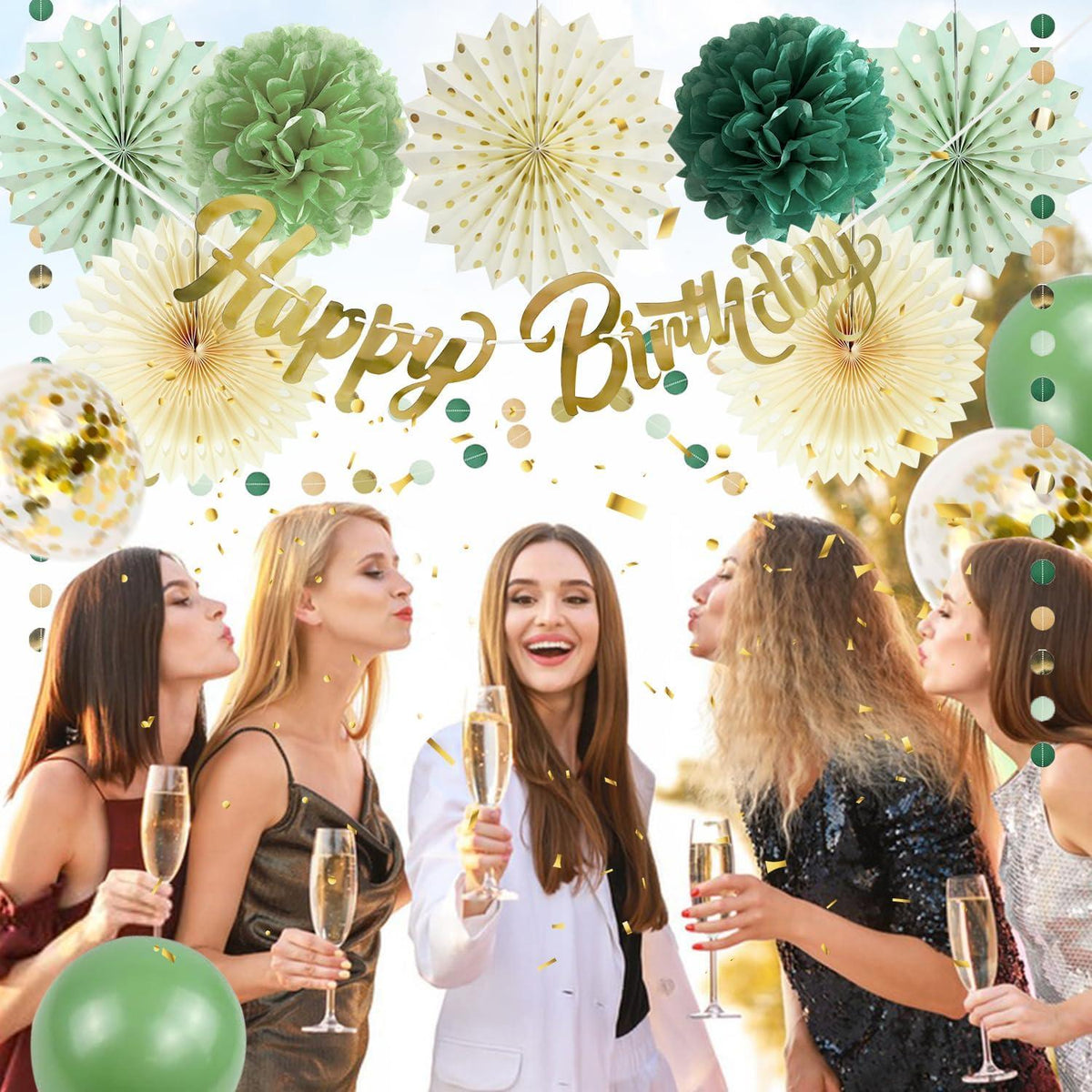 Geburtstagsdeko Sage Grün Happy Birthday Party Set