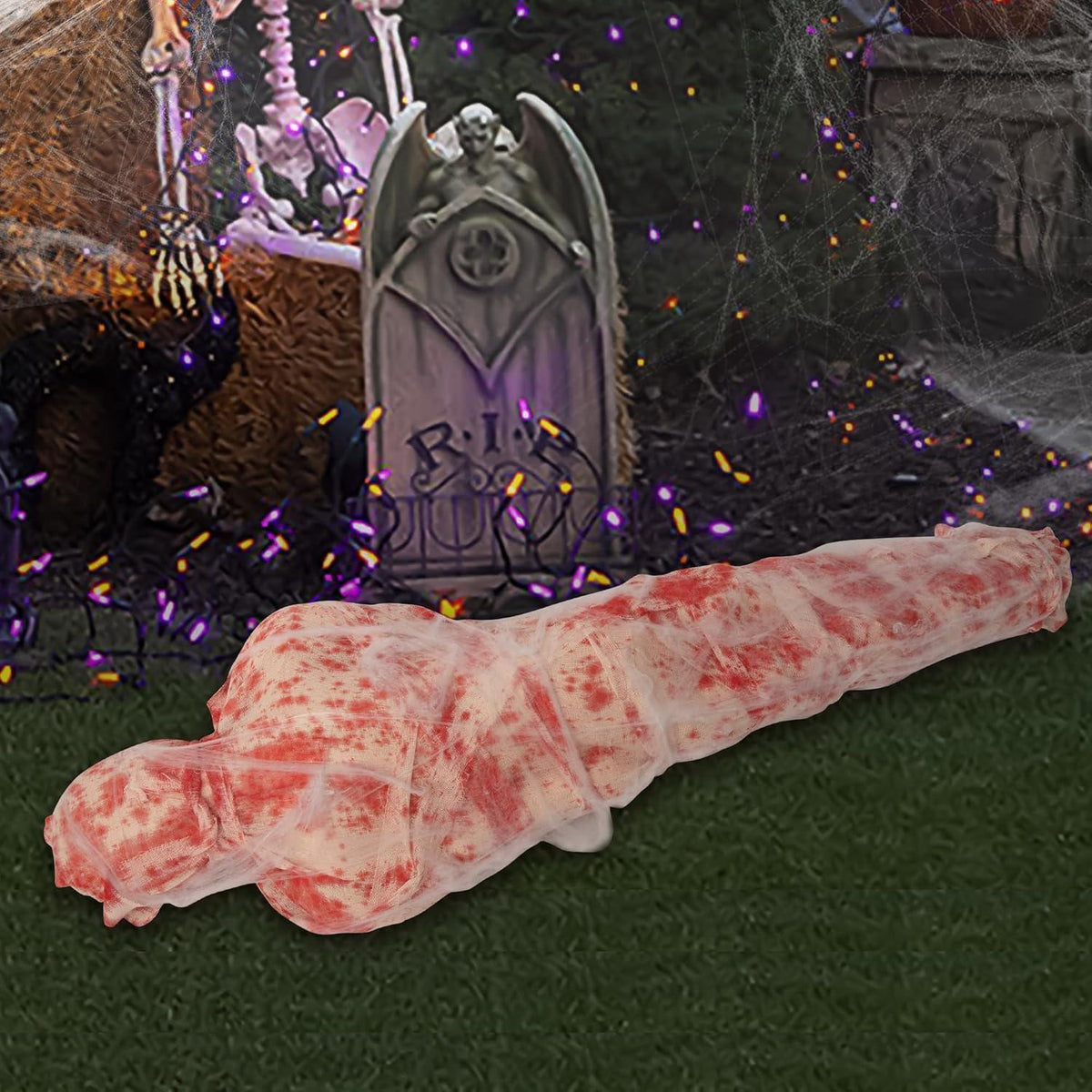 2x Halloween Leichen Requisiten Set mit Gaze & Blutverband