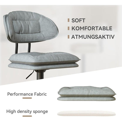 Barhocker 2er Set Ergonomisch Gepolstert Hellgrau