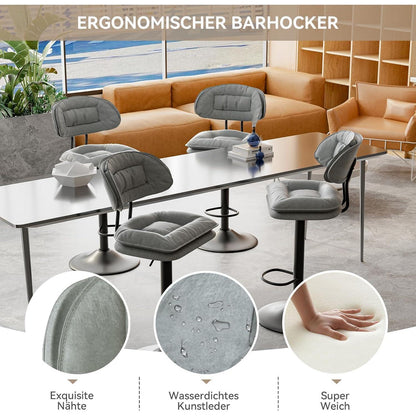 Barhocker 2er Set Ergonomisch Gepolstert Hellgrau