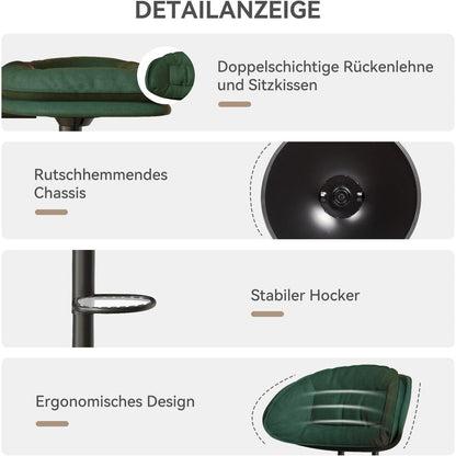 Barhocker 2er Set Ergonomisch Gepolstert Military Green