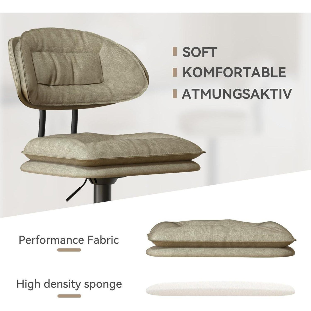 Barhocker 2er Set Beige – Ergonomisch & Verstellbar